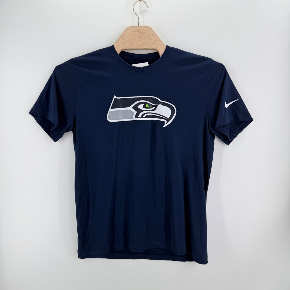 Nike Seattle Seahawks T-Shirt Size L Dri-FIT Navy Blue NFL Football Gameday Tee